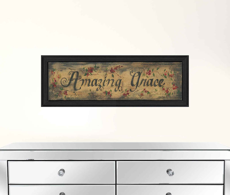 Amazing Grace Floral Black Framed Print Wall Art