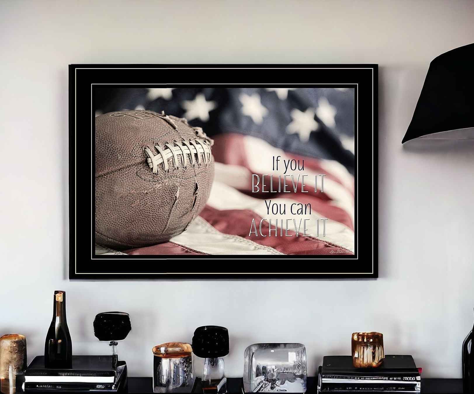 Football Believe It 2 Black Framed Print Wall Art