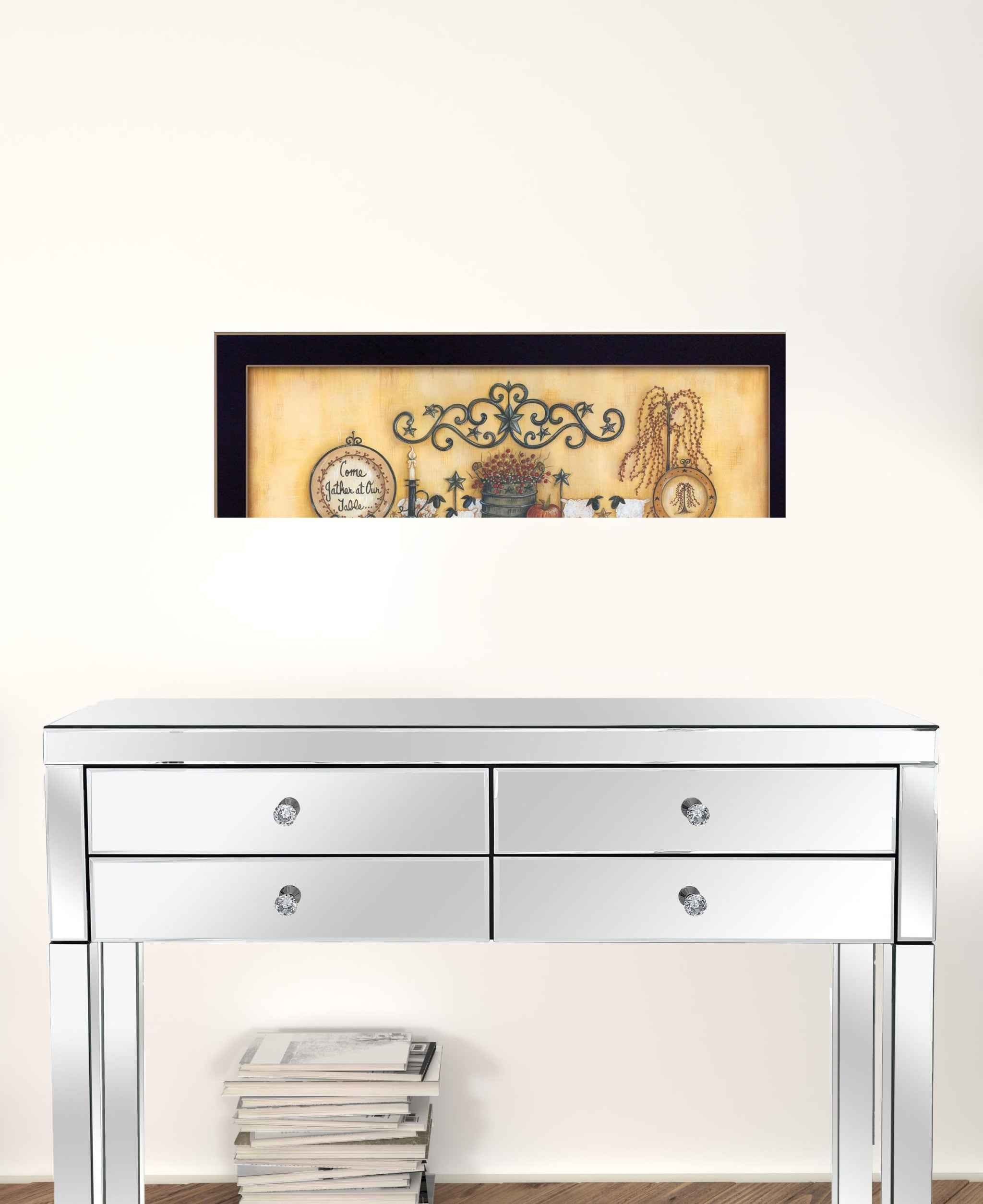 Come Gather At Our Table 2 Black Framed Print Wall Art