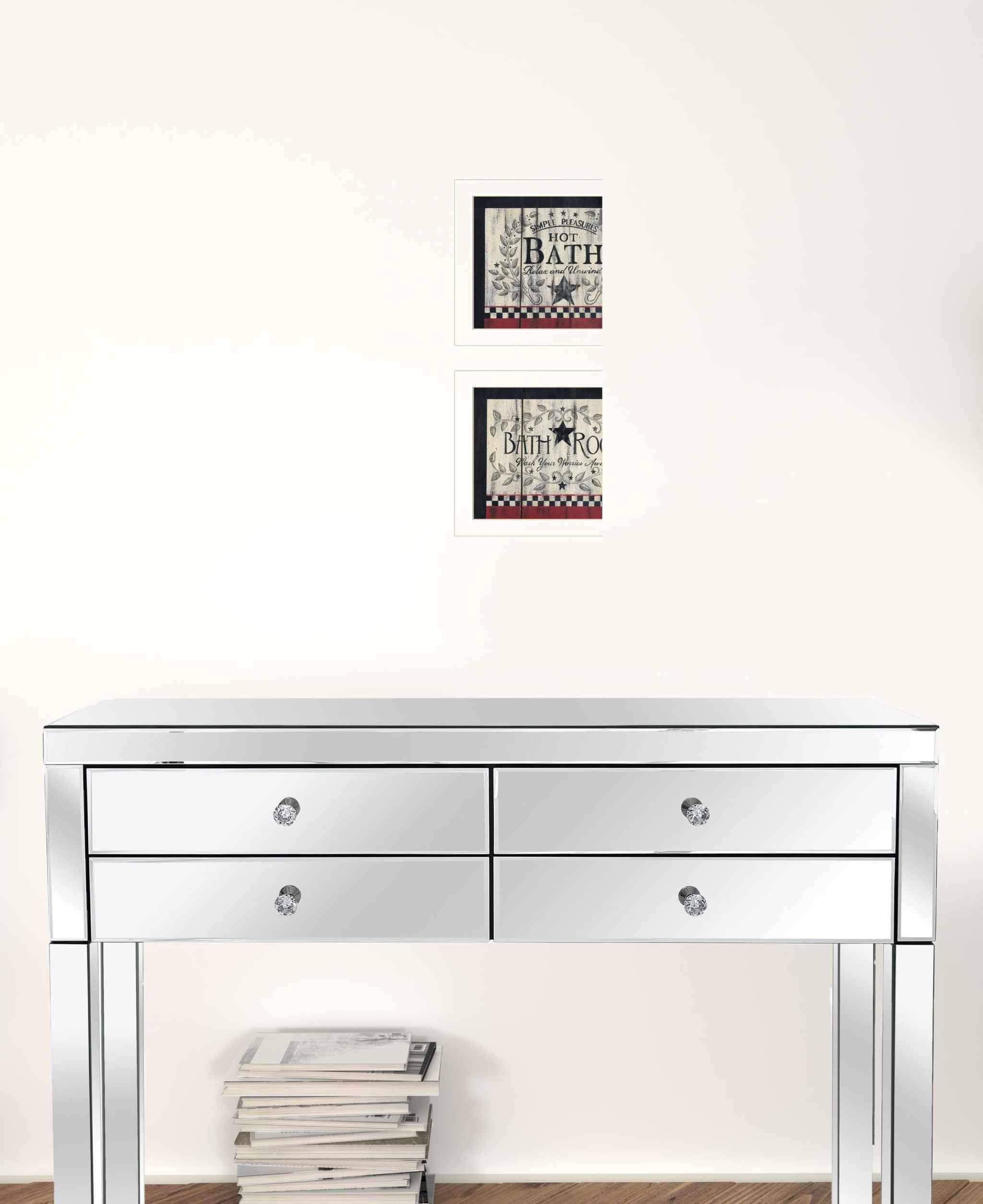 Set Of Two Hot Bath 10 White Framed Print Wall Art