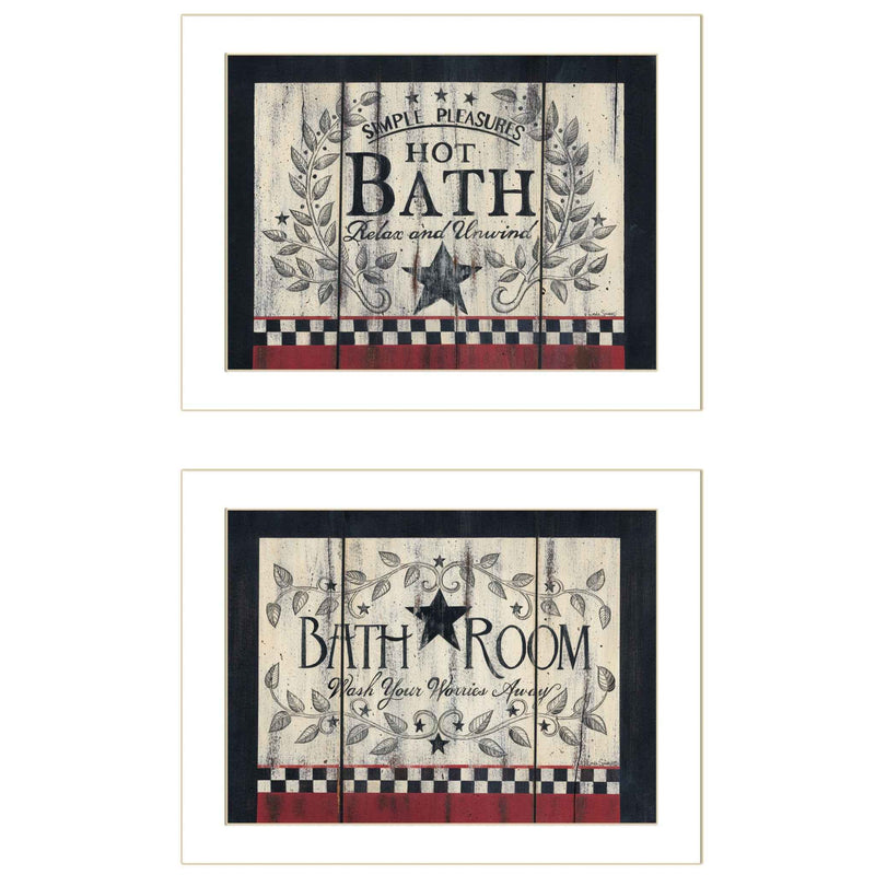 Set Of Two Hot Bath 10 White Framed Print Wall Art