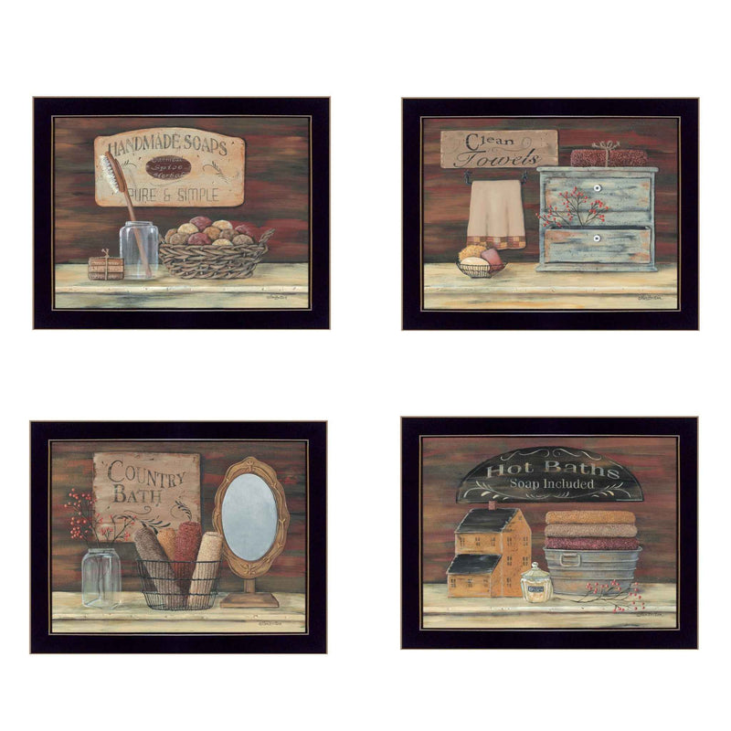 Set Of Four Bathroom Black Framed Print Bathroom Wall Art
