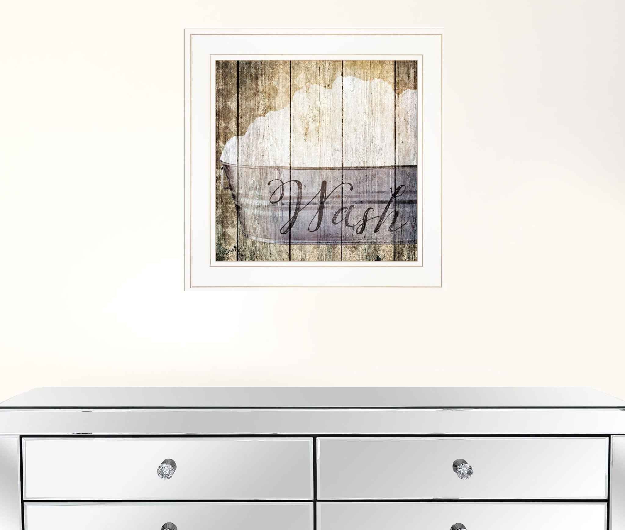 Wash 1 White Framed Print Wall Art
