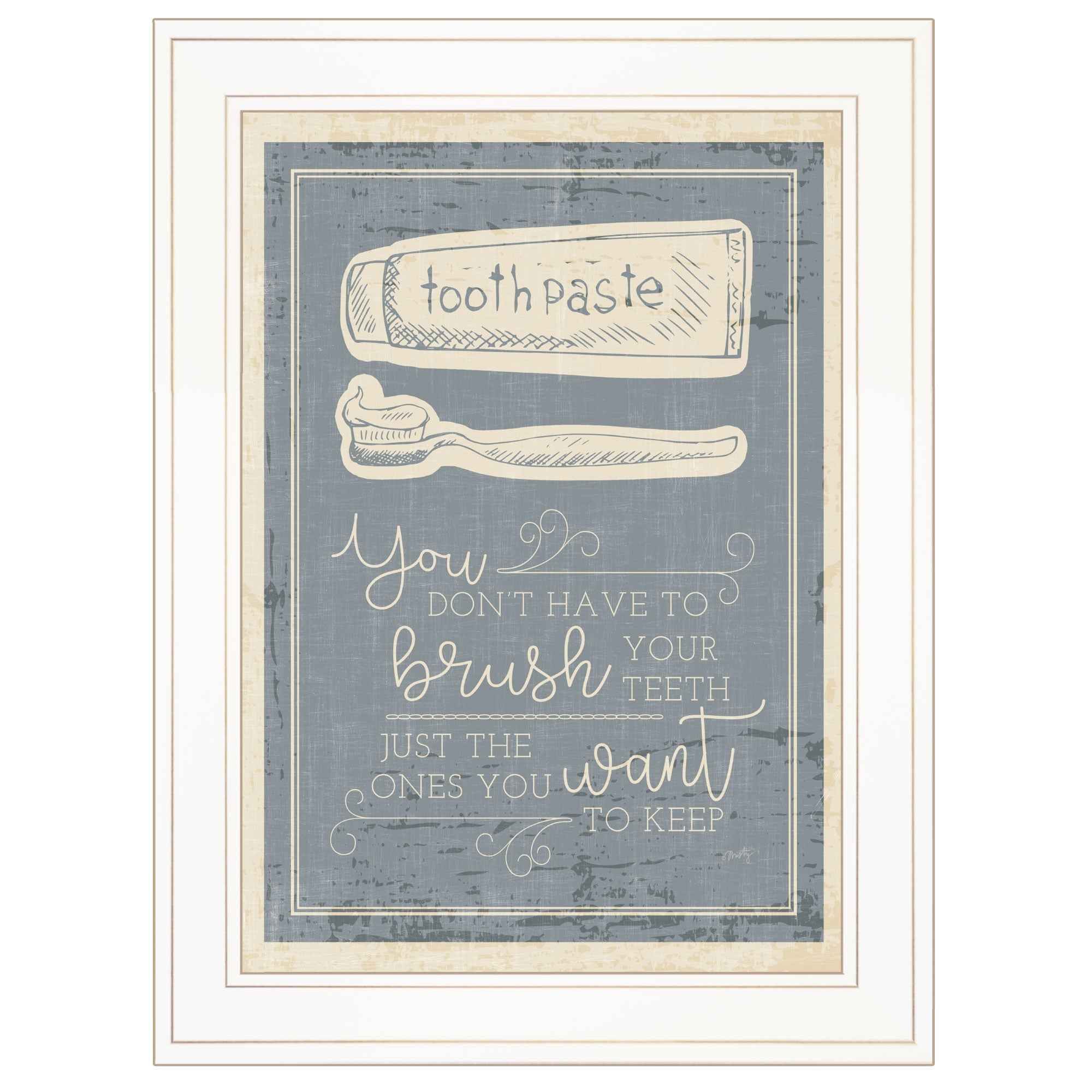 Brush Teeth 2 White Framed Print Wall Art