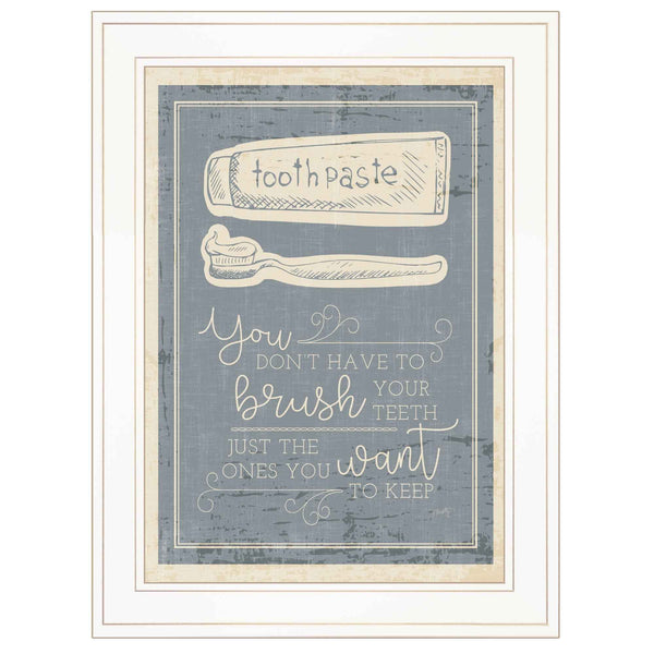 Brush Teeth 2 White Framed Print Wall Art