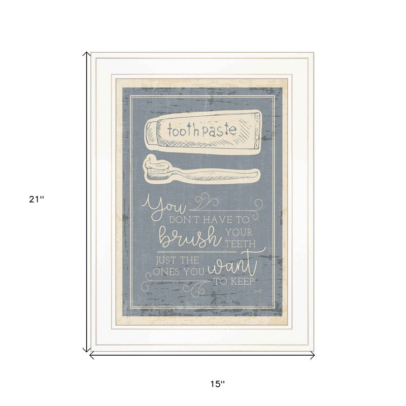Brush Teeth 2 White Framed Print Wall Art