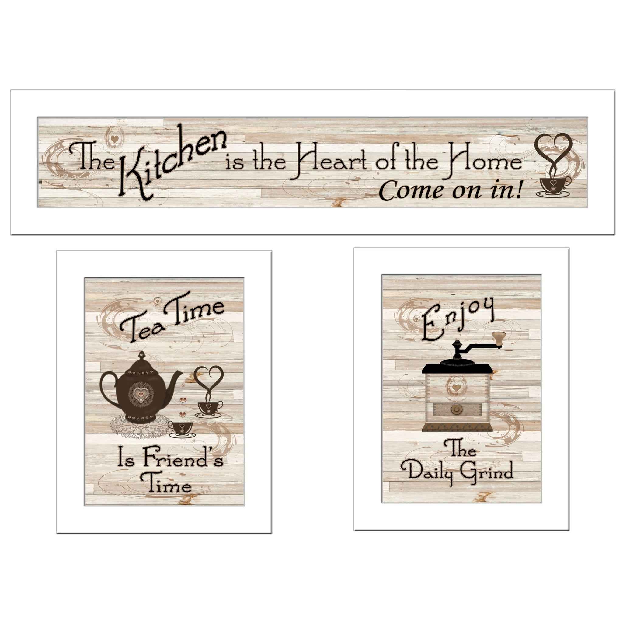 Set Of Three Kitchen Friendship Collection Iii 2 White Framed Print Kitchen Wall Art