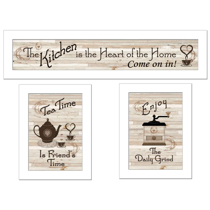 Set Of Three Kitchen Friendship Collection Iii 2 White Framed Print Kitchen Wall Art