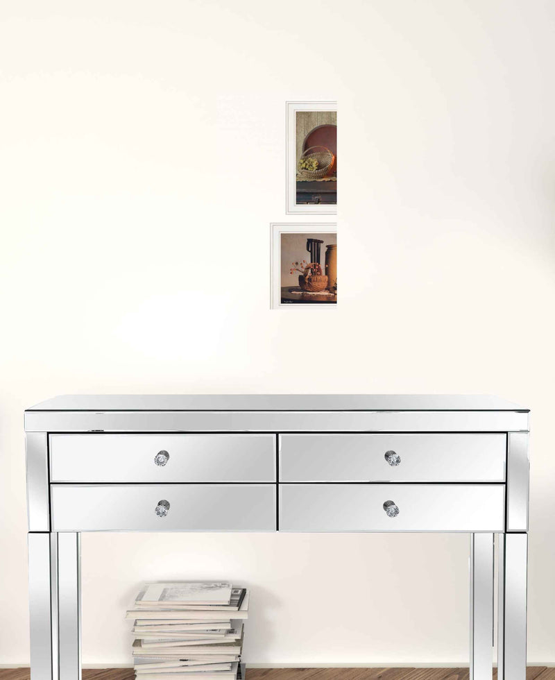 Set Of Two Red Bowl Or Bittersweet Basket 1 White Framed Print Wall Art