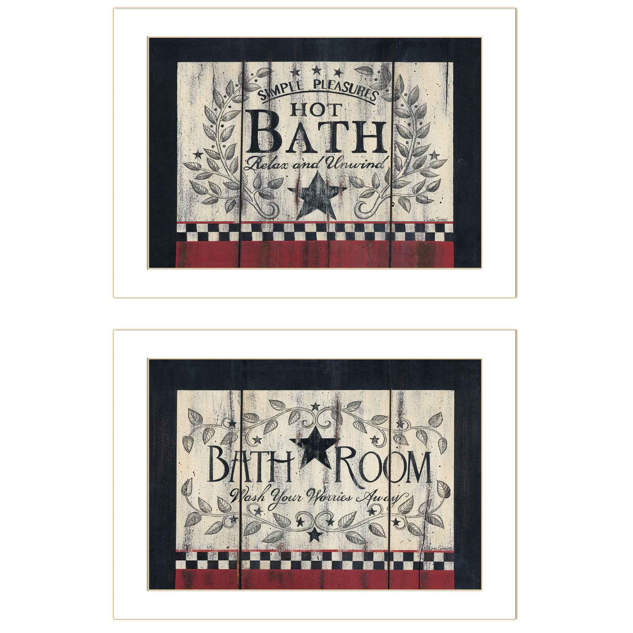 Set Of Two Hot Bath 3 White Framed Print Wall Art