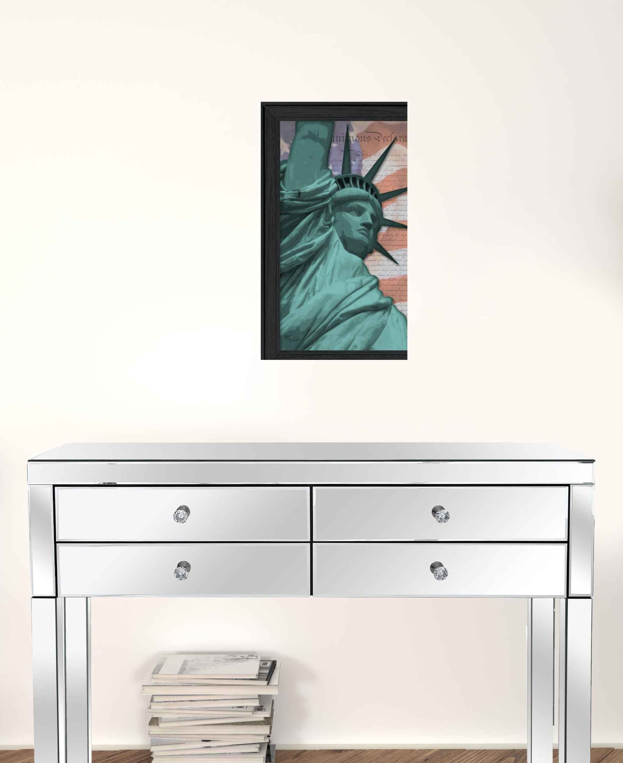 Lady Liberty Black Framed Print Wall Art