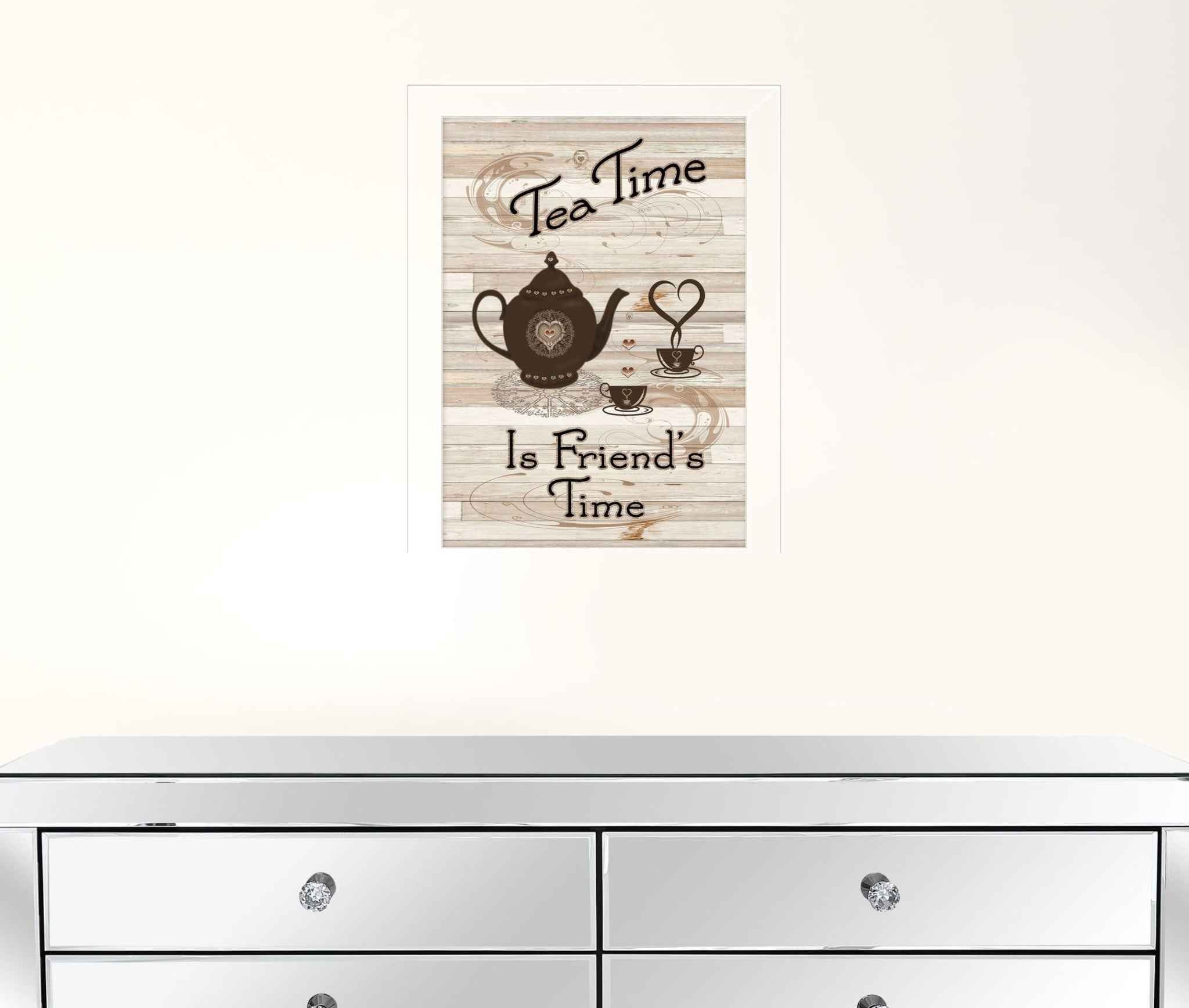 Tea Time 4 White Framed Print Wall Art