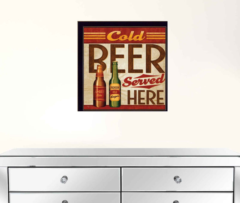 Cold Beer Served Here Black Framed Print Wall Art