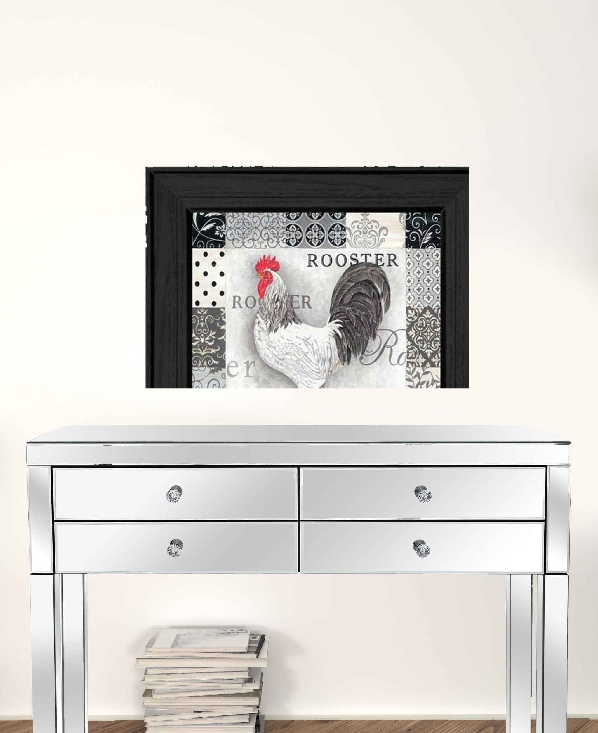 Set Of Two Rooster I Black Framed Print Wall Art