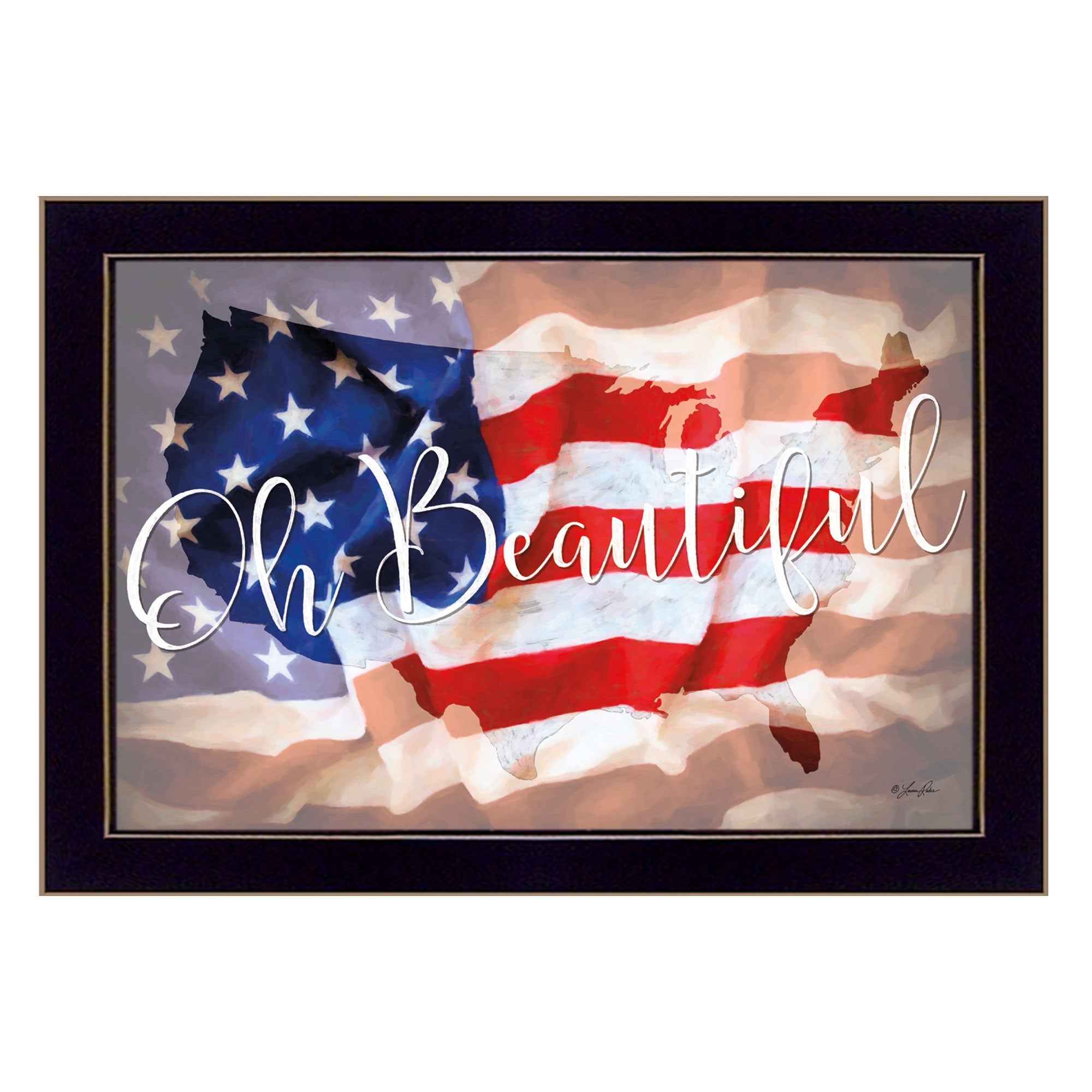 Oh Beautiful America Black Framed Print Wall Art