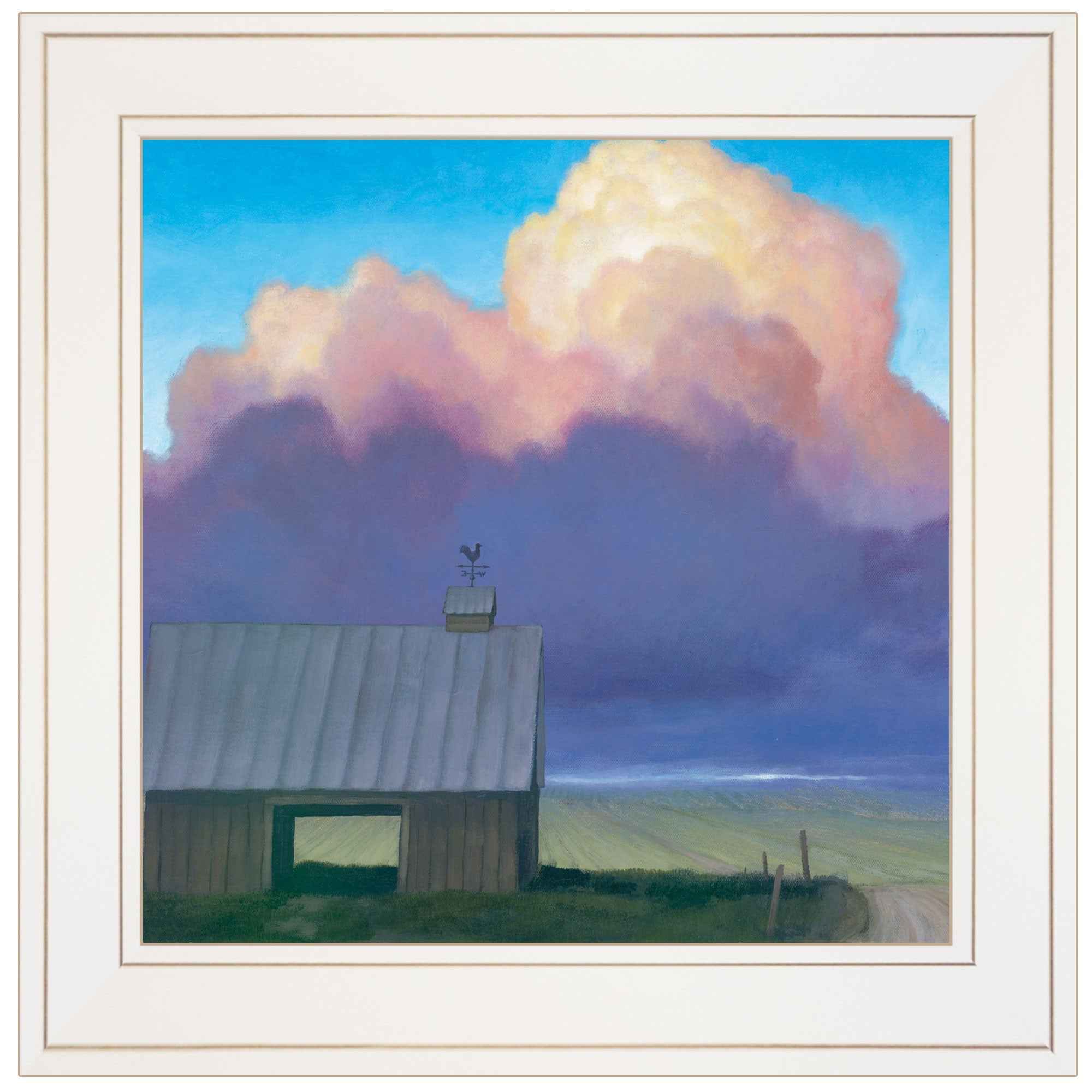 Through Rows 1 White Framed Print Wall Art