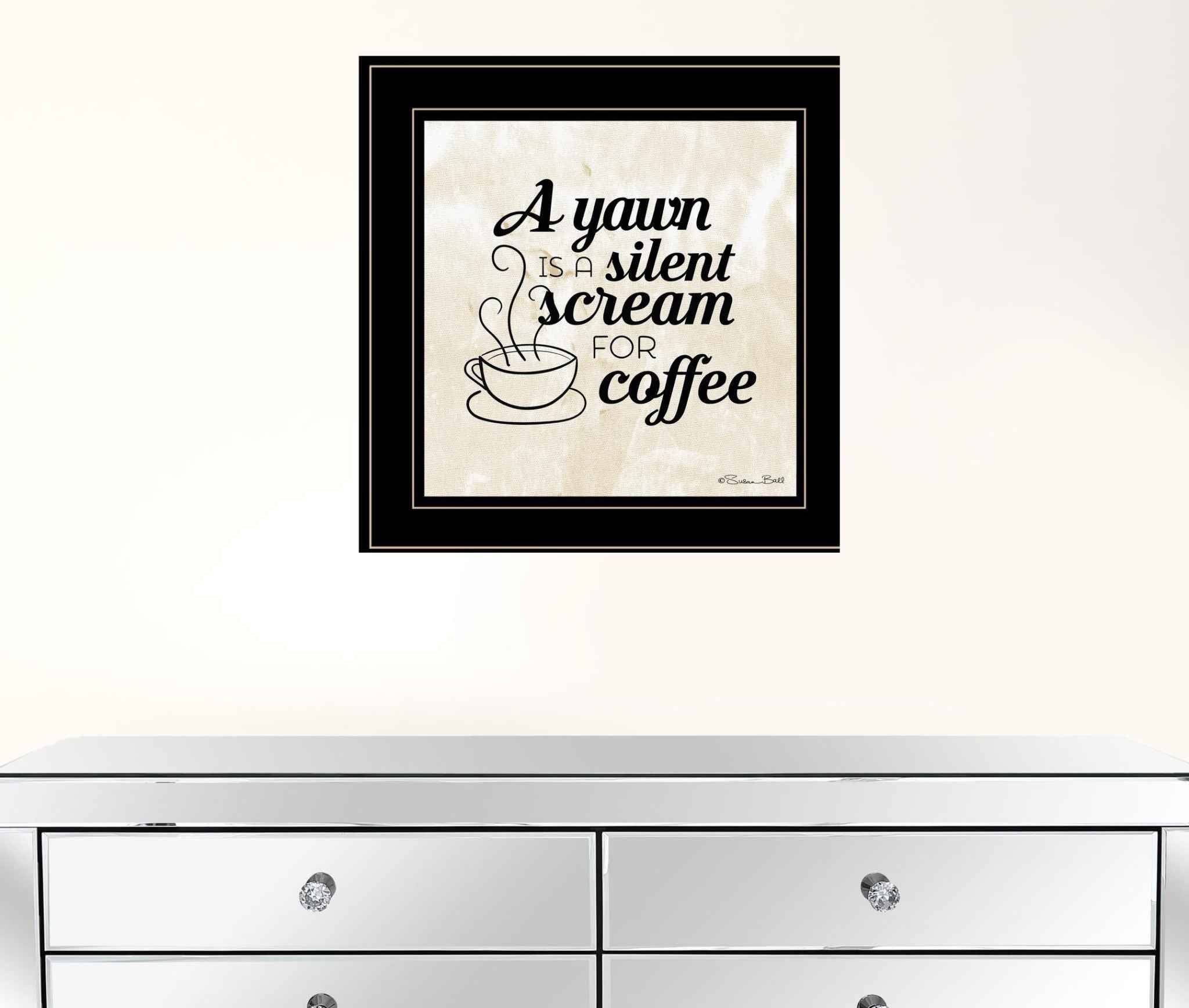 A Silent Scream For Coffee 2 Black Framed Print Wall Art
