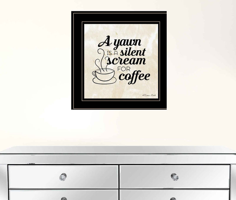 A Silent Scream For Coffee 2 Black Framed Print Wall Art