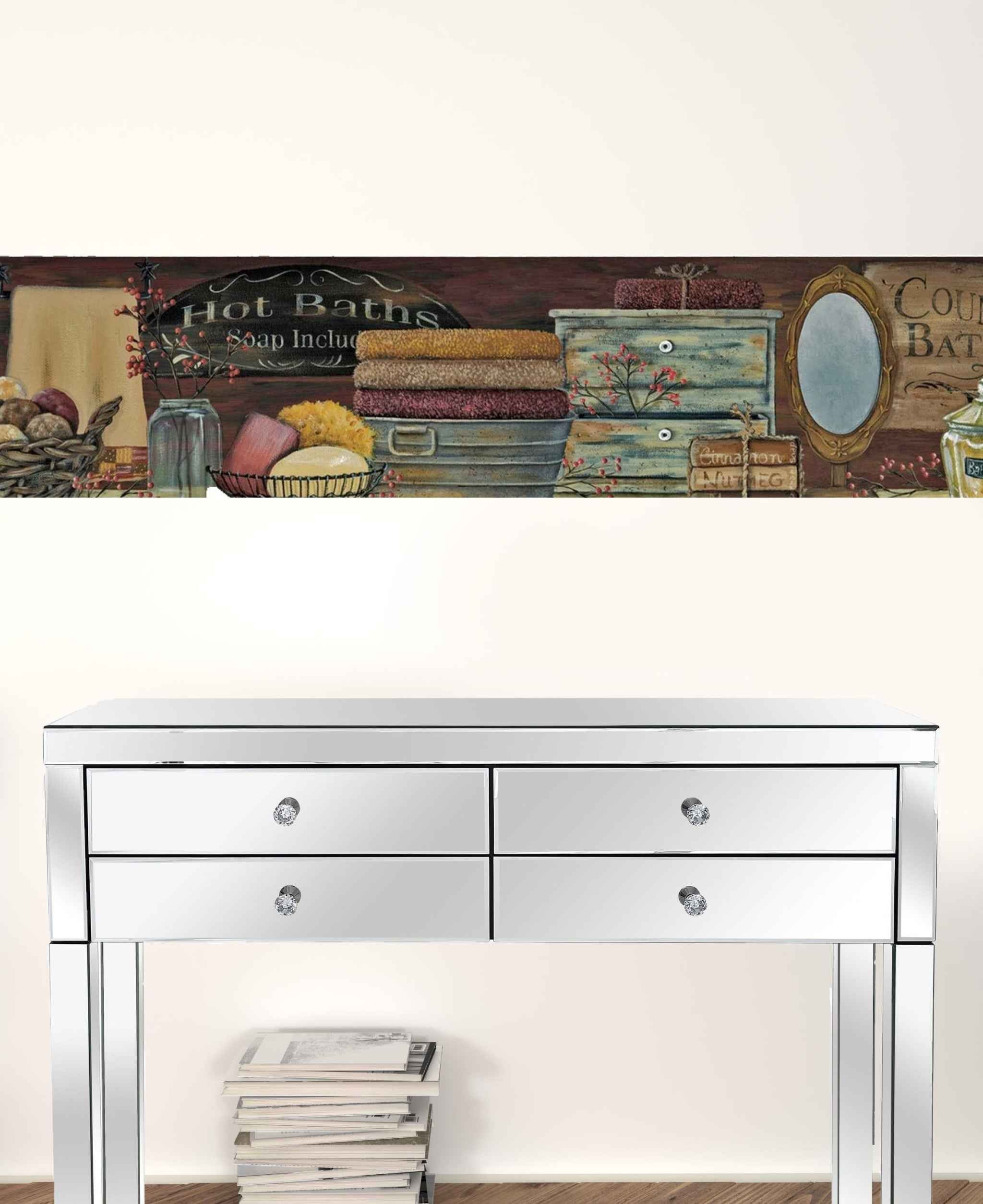 Set Of Three Country Bath Brown Framed Print Bathroom Wall Art