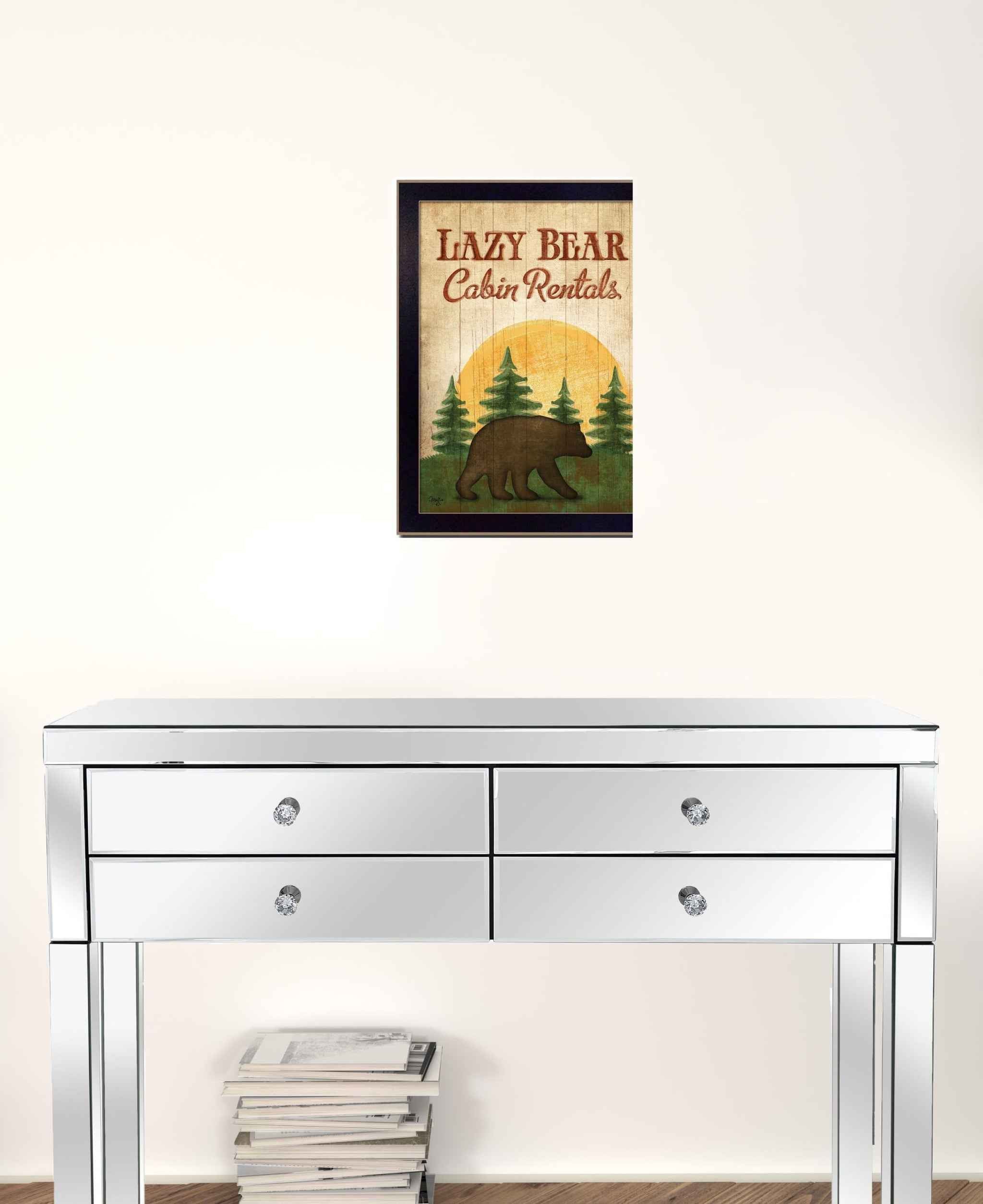 Lazy Bear 2 Black Framed Print Wall Art