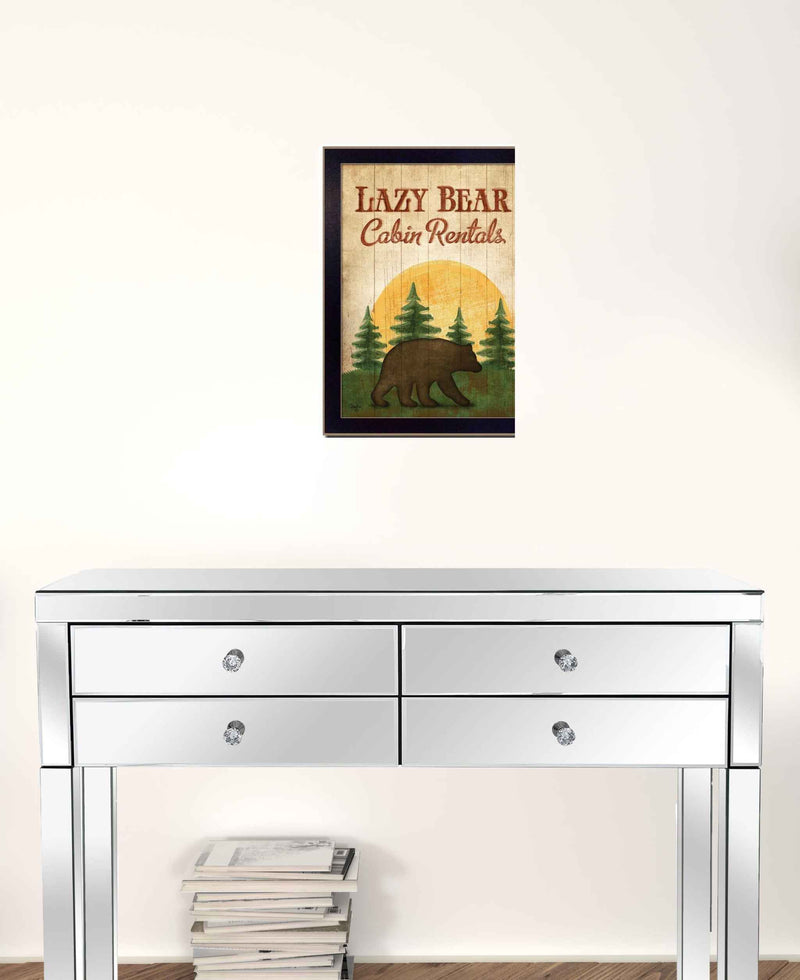Lazy Bear 2 Black Framed Print Wall Art