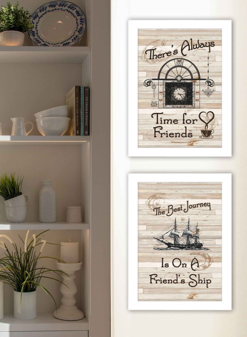Set Of Two Friendship Journey 3 White Framed Print Wall Art
