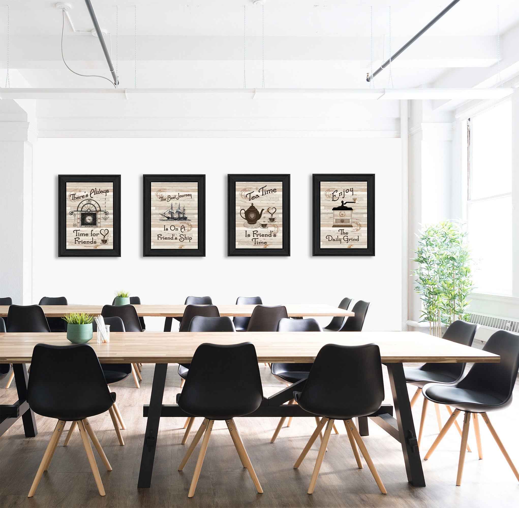Set Of Four Friendship 1 Black Framed Print Kitchen Wall Art