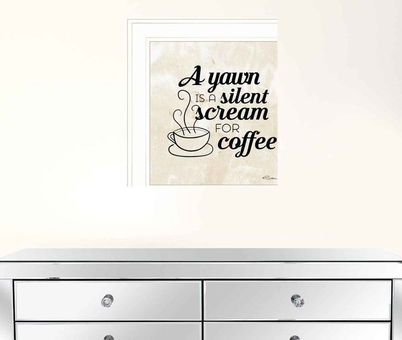 A Silent Scream For Coffee 1 White Framed Print Wall Art