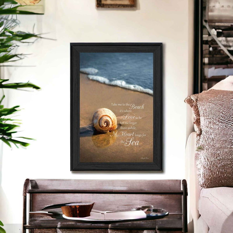 Take Me To The Beach Black Framed Print Wall Art