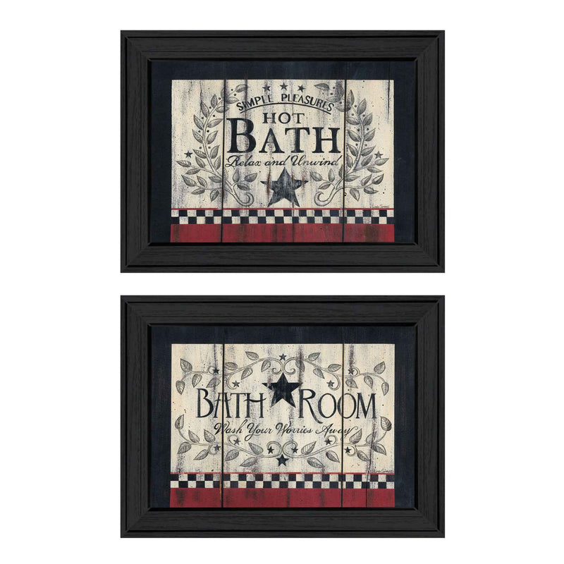 Set Of Two Hot Bath 1 Black Framed Print Wall Art