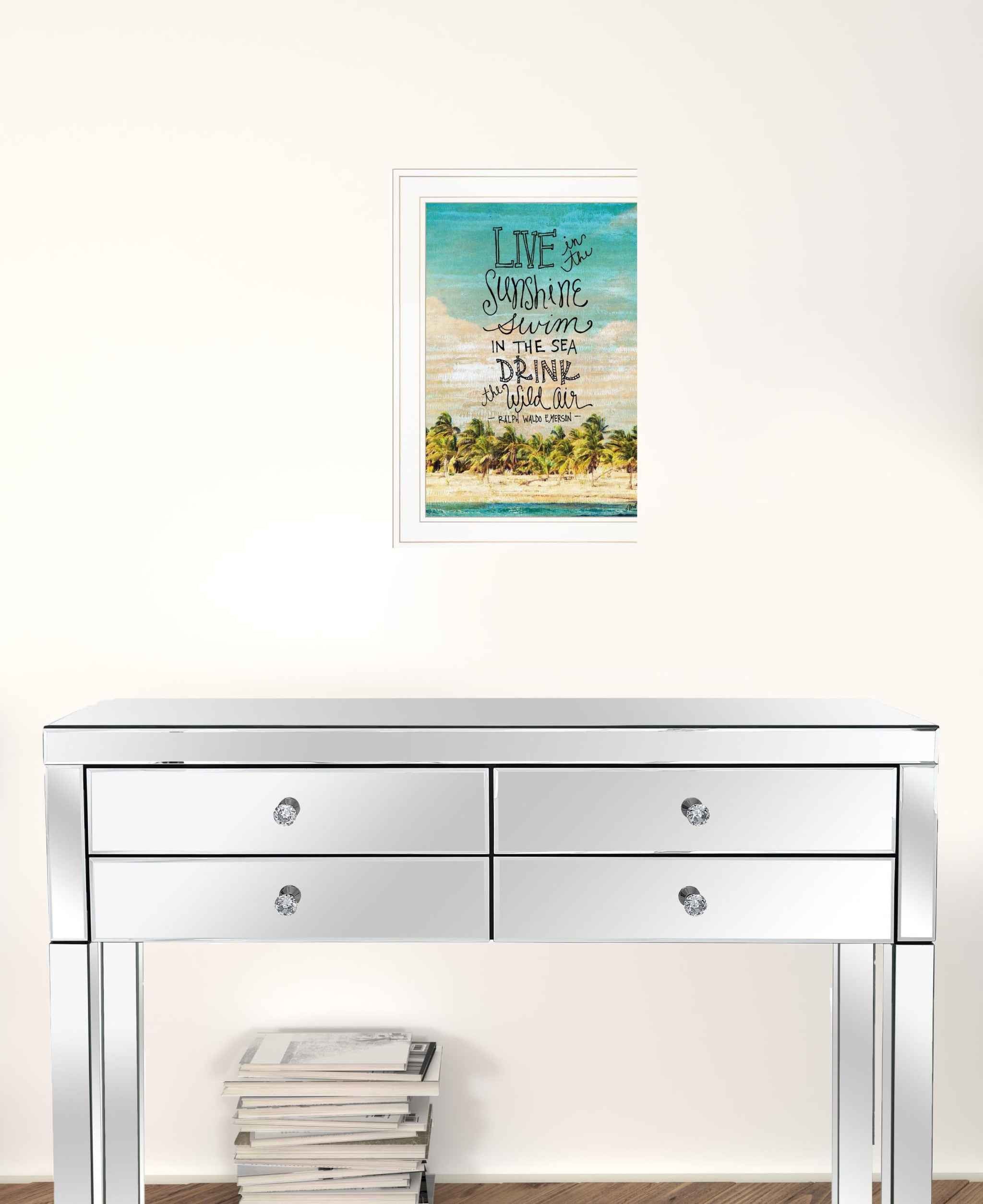 Live In The Sunshine 2 White Framed Print Wall Art