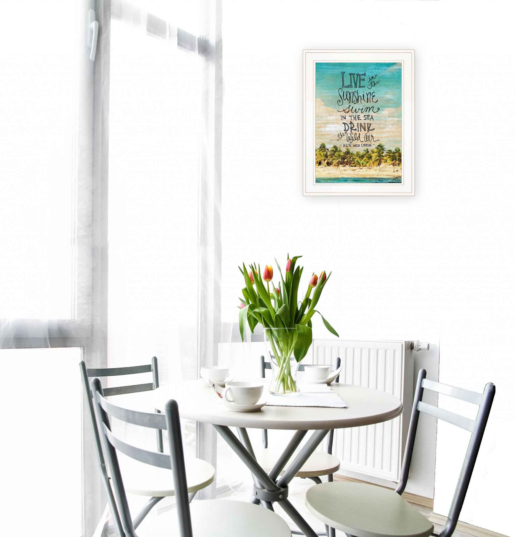 Live In The Sunshine 2 White Framed Print Wall Art