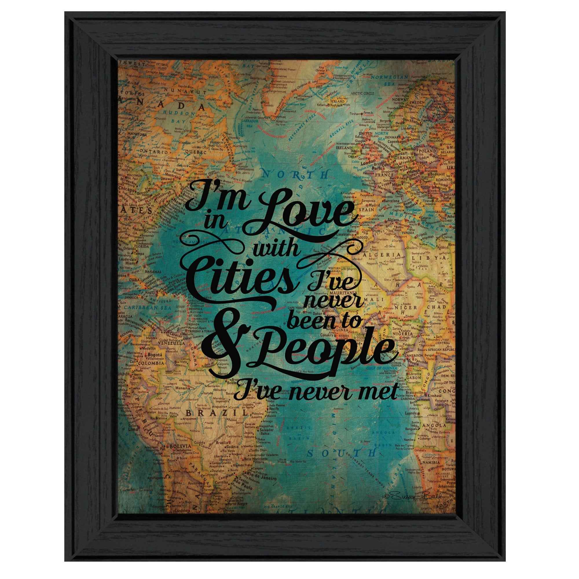 Cities And People Black Framed Print Wall Art