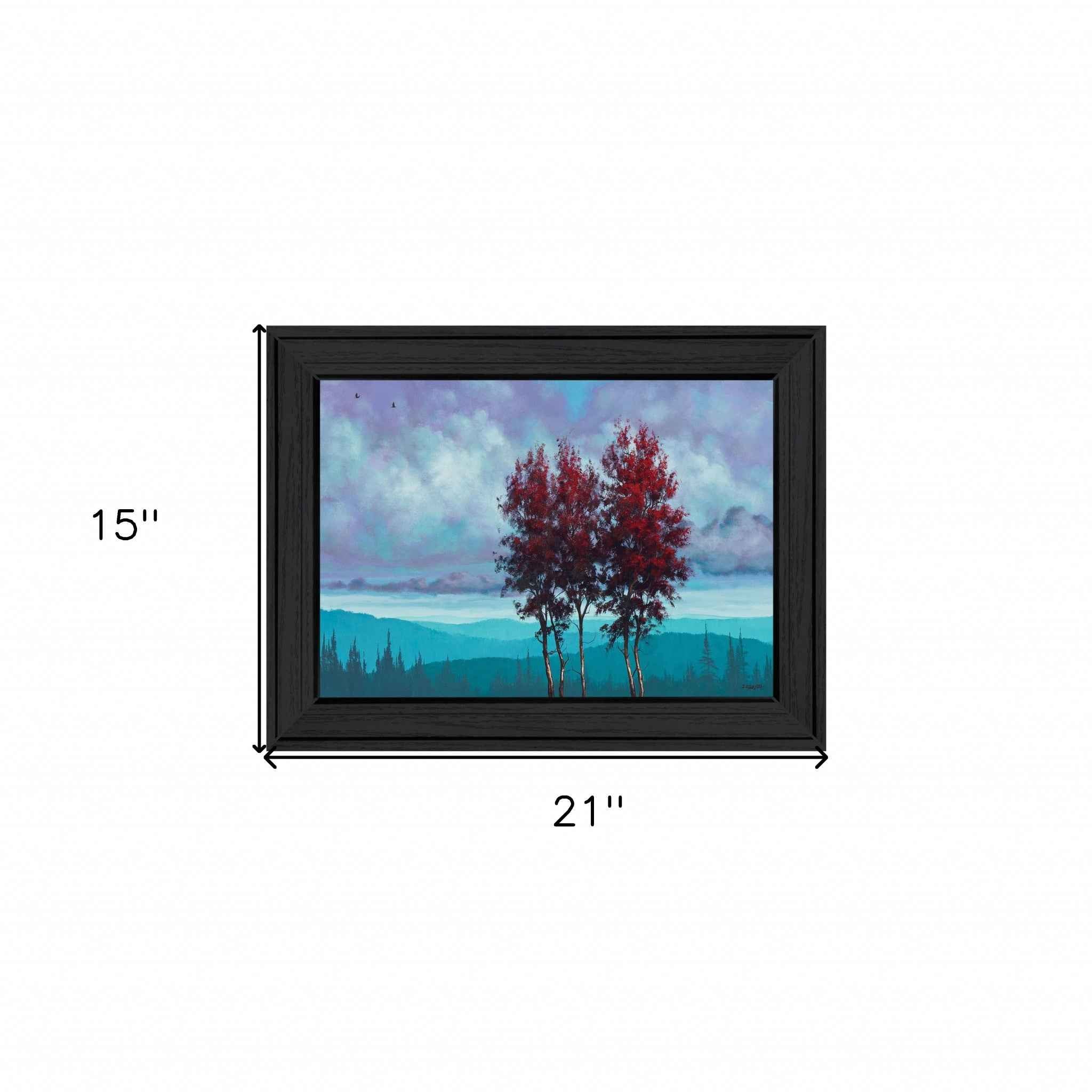 Two Red Trees 2 Black Framed Print Wall Art