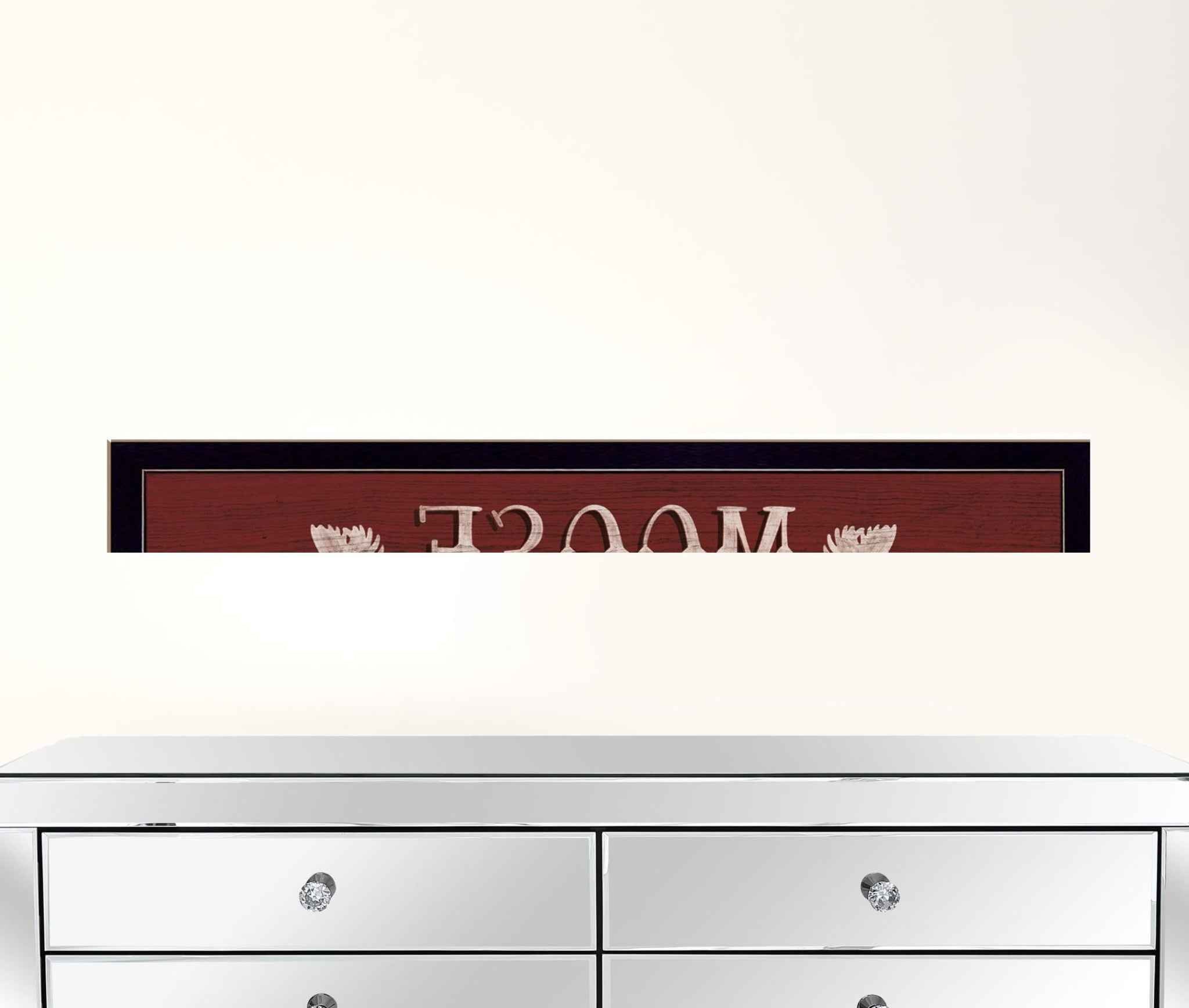 Moose Crossing Black Framed Print Wall Art