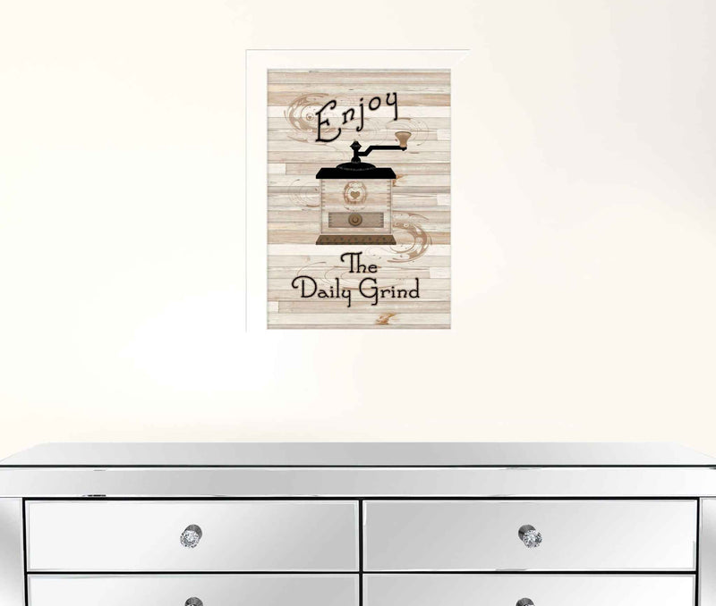 The Daily Grind 4 White Framed Print Wall Art
