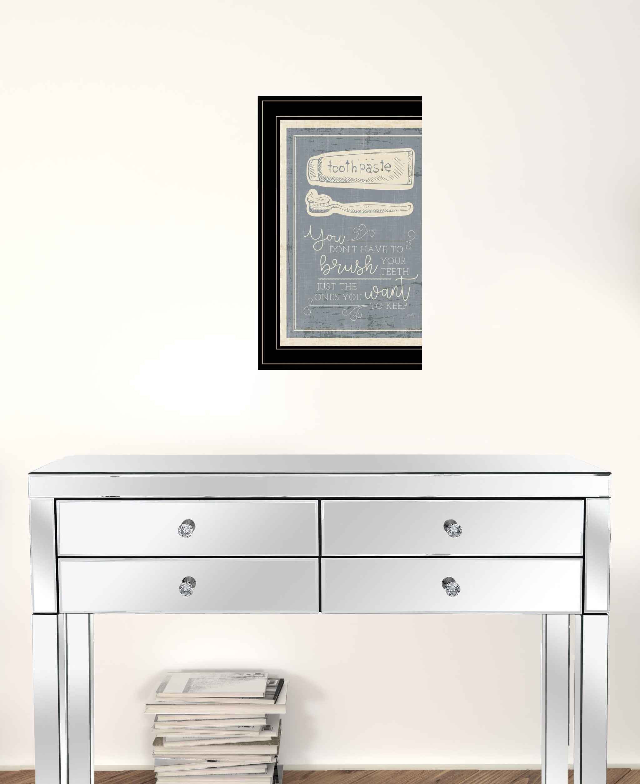 Brush Teeth 4 Black Framed Print Wall Art