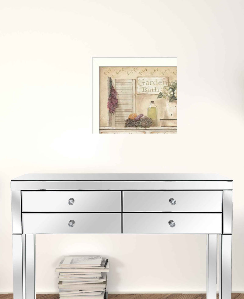 Set Of Three Garden Bath 2 White Framed Print Bathroom Wall Art