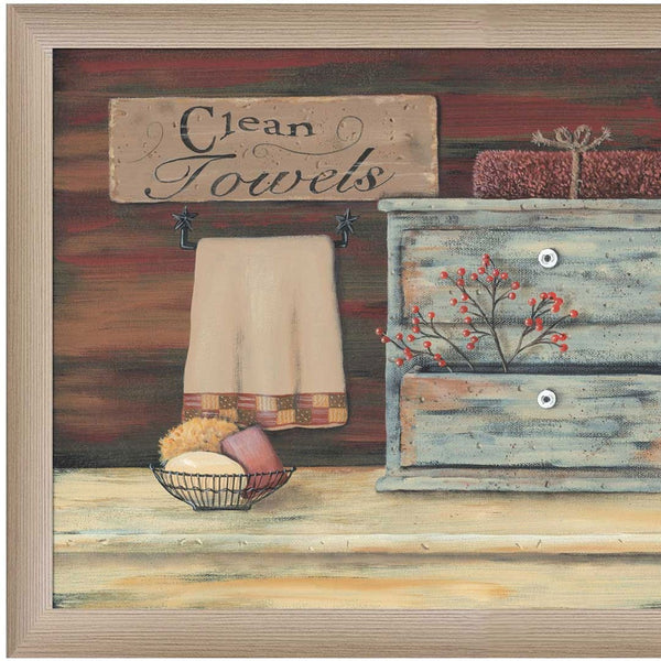Clean Towels 4 Brown Framed Print Bathroom Wall Art - Home Decor