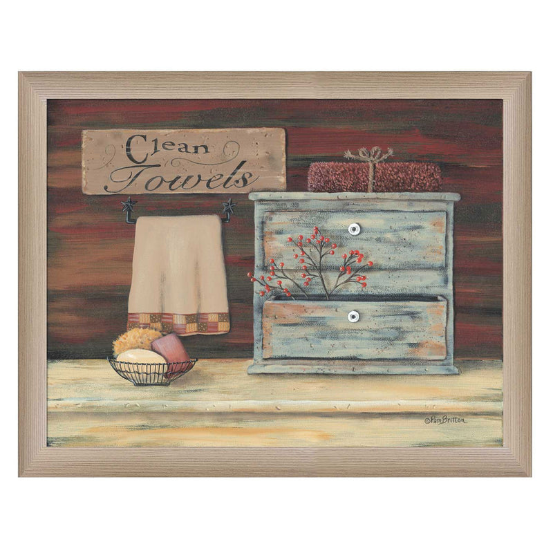 Clean Towels 4 Brown Framed Print Bathroom Wall Art - Home Decor
