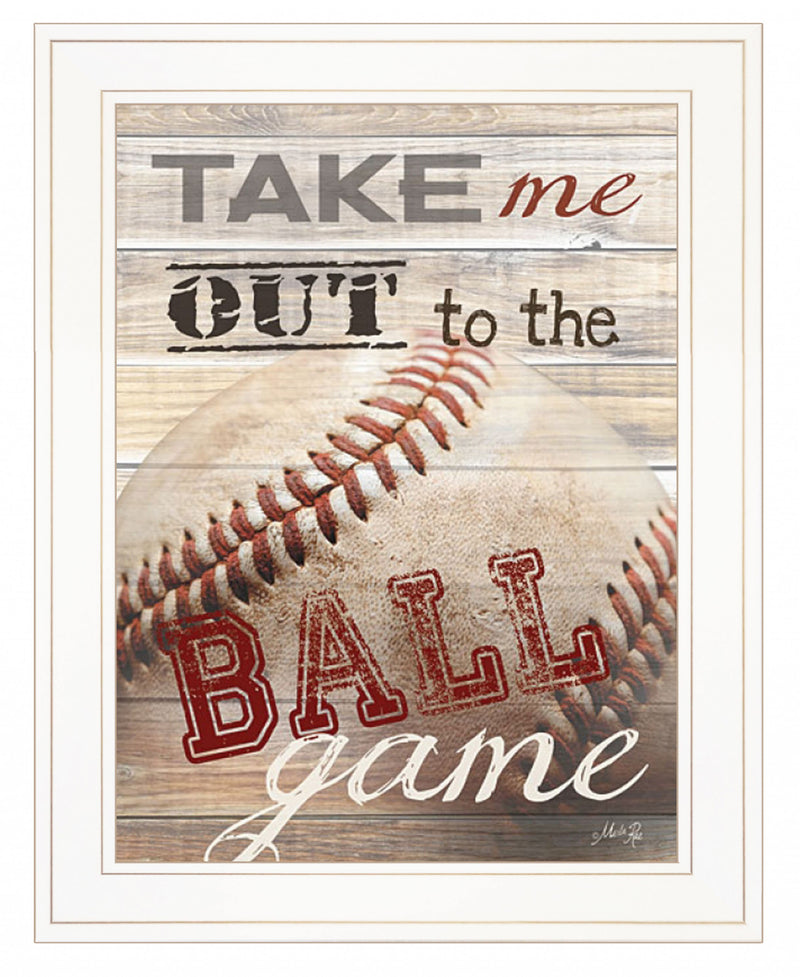 Take Me Out to the Ball Game 1 White Framed Print Wall Art - Home Decor