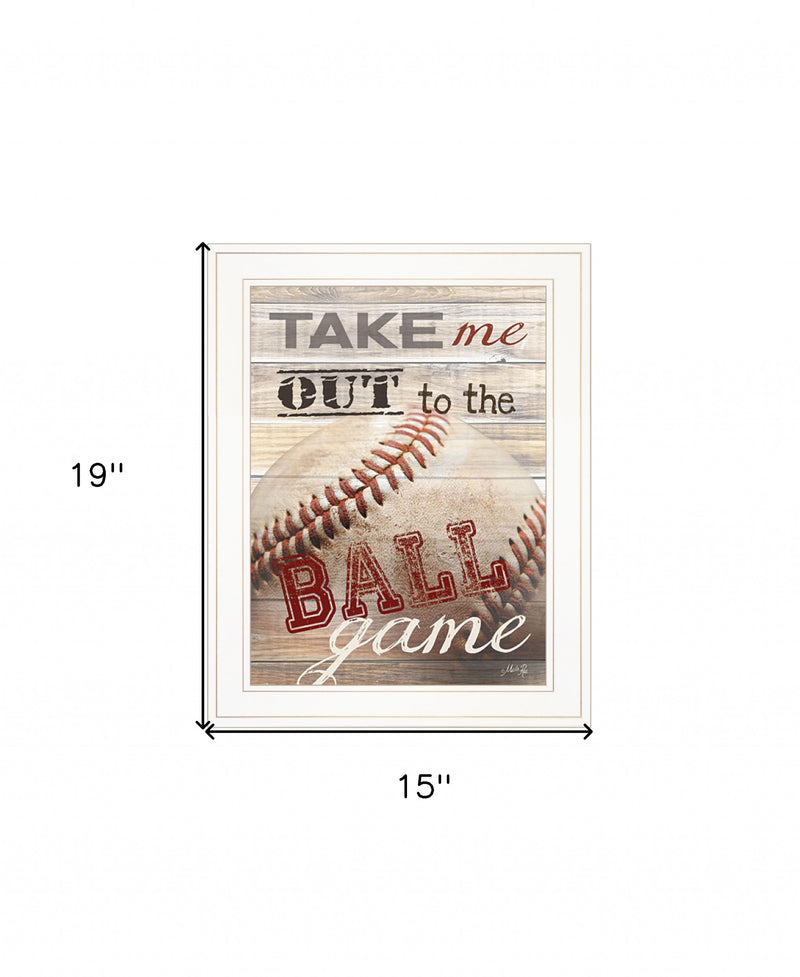 Take Me Out to the Ball Game 1 White Framed Print Wall Art - Home Decor