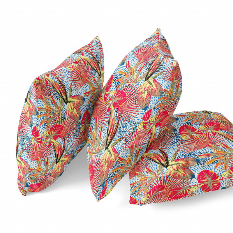 18” Crimson Yellow Tropical Suede Throw Pillow