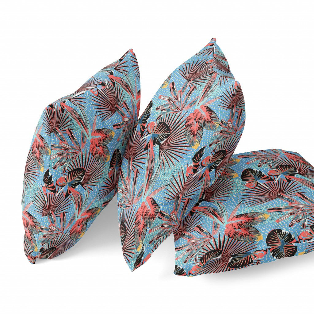 16” Coral Blue Tropical Suede Throw Pillow Default Title