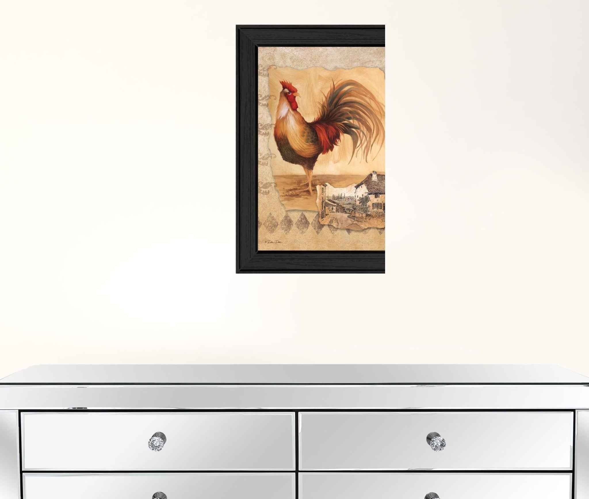 Rooster Montage II Black Framed Print Wall Art