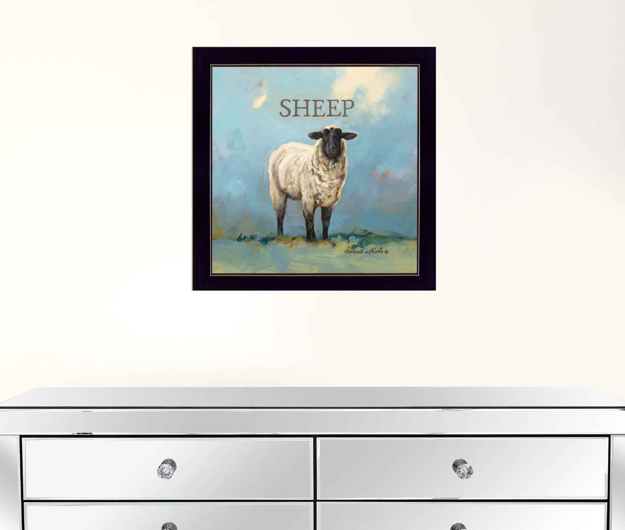 Sherlock The Sheep Black Framed Print Wall Art