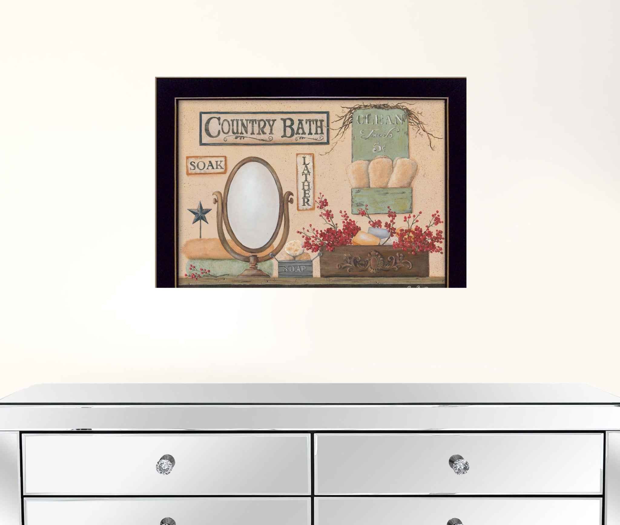 Country Bath 10 Black Framed Print Bathroom Wall Art