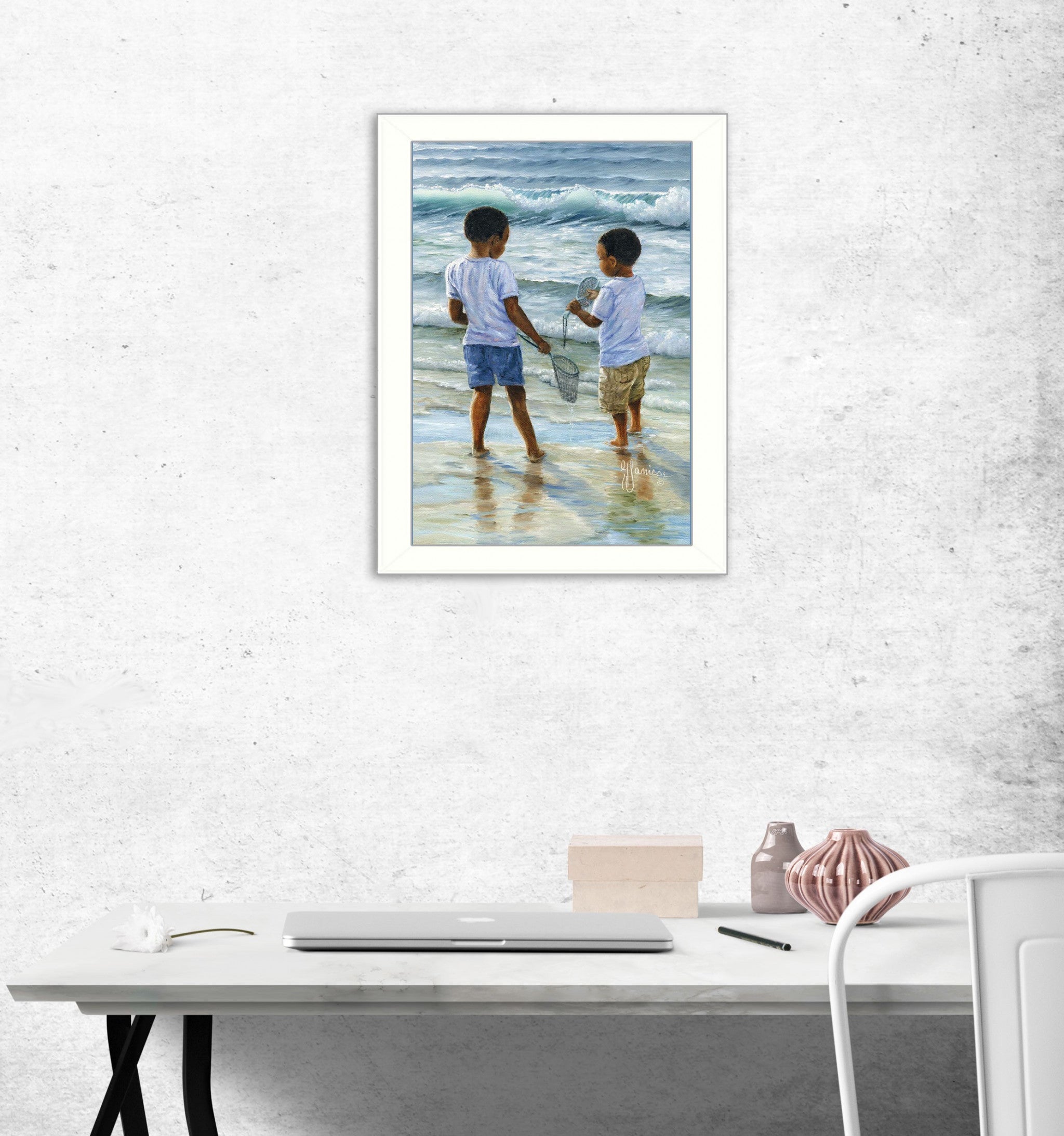 Ocean Discoveries White Framed Print Wall Art - Home Decor