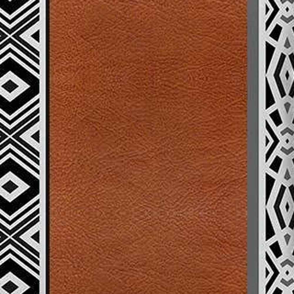 Set Of Two 17" X 17" Brown Geometric Zippered Handmade Faux Leather Throw Pillow Cover