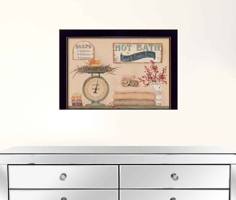 Hot Bath 9 Black Framed Print Bathroom Wall Art